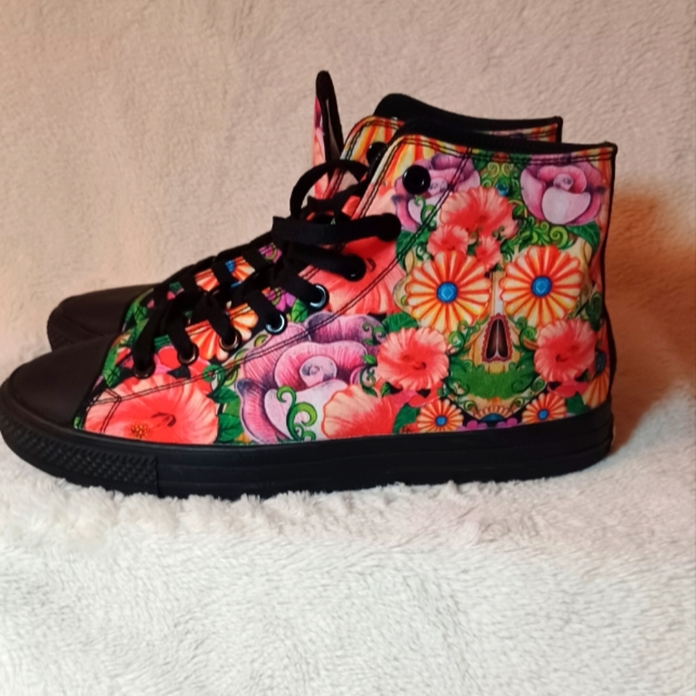BRAND NEW RAAD Flower Face Skull Hightop Sneakers for Men US 9.5